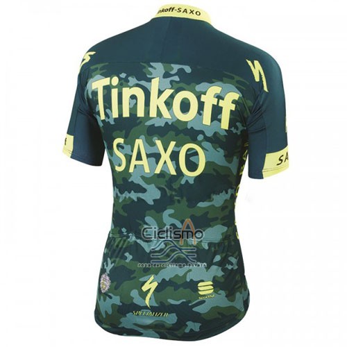 Tinkoff Saxo Bank Ropa Ciclismo Culotte Corto 2016 Mangas Cortas AMarillo y Verde